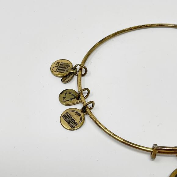 Alex and Ani Initial K Charm Bangle Bracelet Gold Finish Brass - Picture 3 of 6
